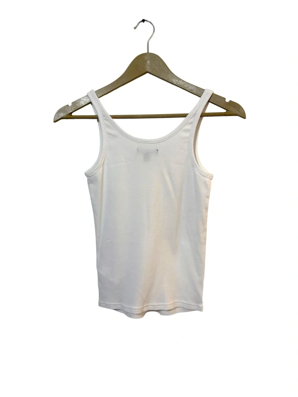 J. Crew Size Small White Fine Rib Scoopneck Tank Top Neutral Minimalist Casual